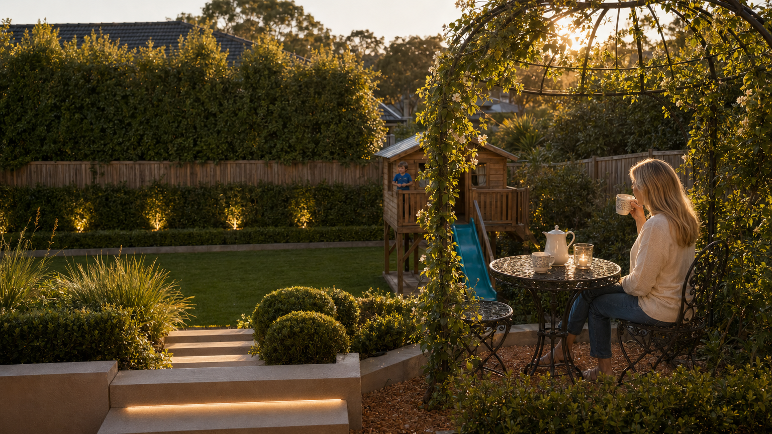 Pergola close-up with mum watching Ares